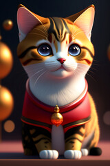 Fototapeta premium Cute cat representing the lunar new year.
