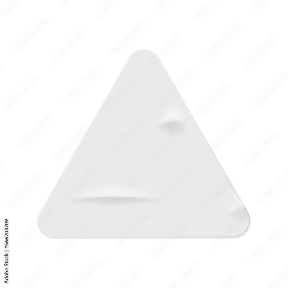 Leinwandbilder Paper sticker in shape of triangle. Isolated icon of triangular colorless piece of sheet with copy space. Empty crumpled material. Vector in realistic style