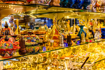Colorful souvenir utensil for sale at the bazaar in Turkey