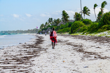 Young maasai man at the beach. Zanzibar, Tanzania