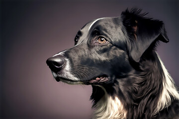black and white dog isolated generative ai illustration