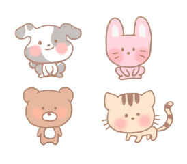 dog rabbit bear cat cartoon character