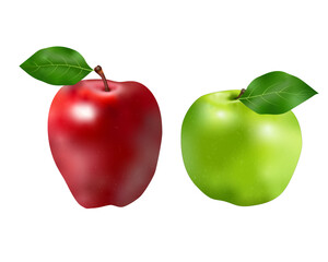 red and green apple