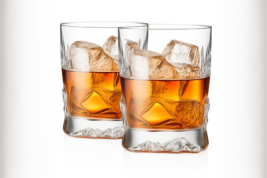 Whiskey Lovers Rejoice: Close-up of Glasses with Ice Cubes