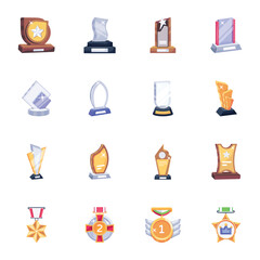 Pack of Crystal Awards Flat Icons

