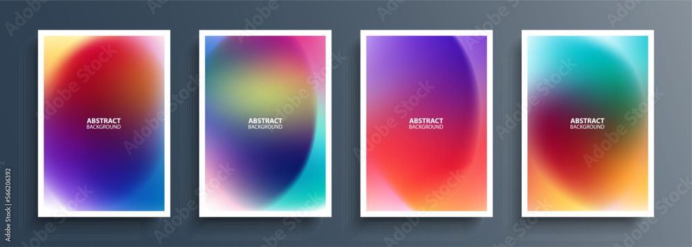 Poster Set of abstract multicolored backgrounds with vibrant color gradients. Bright color templates collection for brochures, posters and covers. Vector illustration.