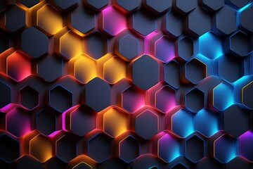 hexagonal glowing background, futuristic concept