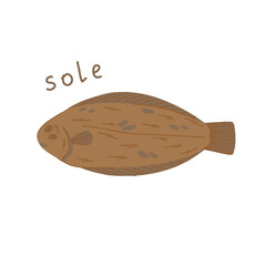 Salt fish illustration with lettering isolated on white background in flat style.