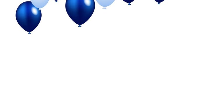 Blue and white realistic balloons flying 