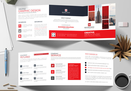 Business Square Trifold Brchure Design Template