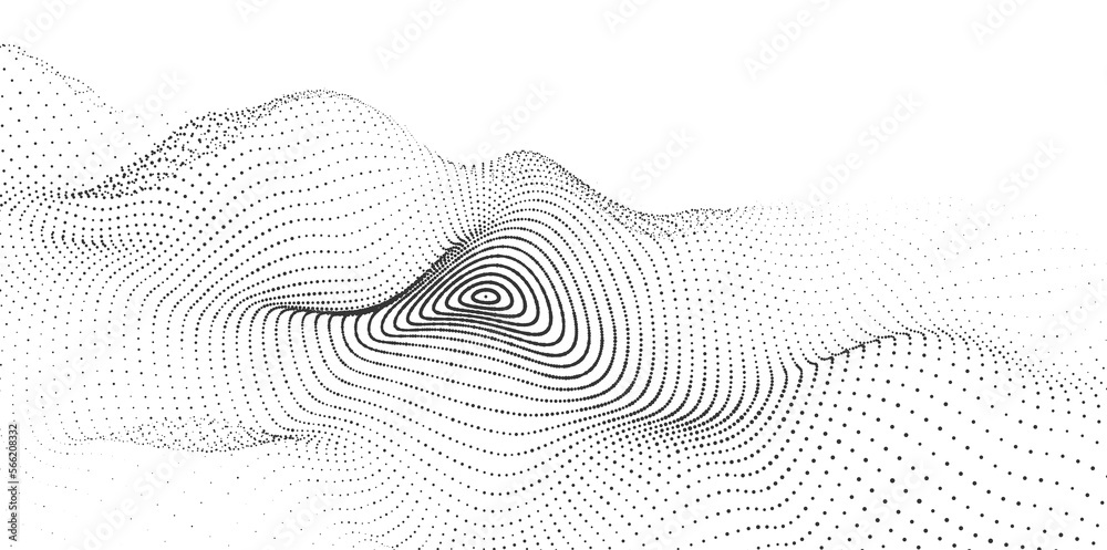 Poster circle dynamic wave of particles. abstract futuristic background. big data visualization. vector ill