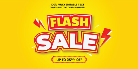Flash sale label with editable text effects vector 