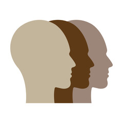 People silhoutte, group of young male person profile avatar vector illustration for team and connection