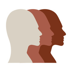 People silhoutte, group of young female person profile avatar vector illustration for team and connection