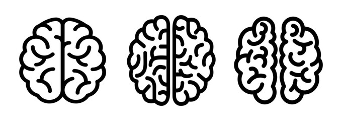 Set human brain icon, mind collection, creative sign – stock vector