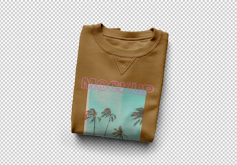 Folded Sweatshirt Mockup With Customizable Background