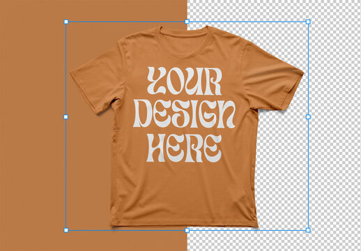 Overhead Short Sleeve T Shirt Mockup With Transparent Background