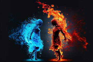 Dance of blue and red flame