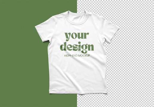 Overhead Image of a Woman Short Sleeve T Shirt Mockup With Transparent Background