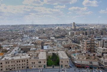 view over the city center of Aleppo old town in Syria