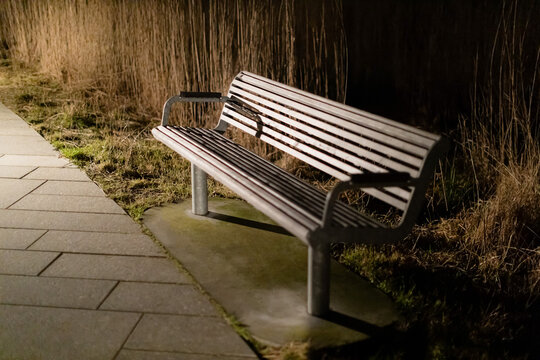 The bench at night in a dark park - Europe Denmark