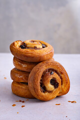 Tower of cinnamon rolls with raisins