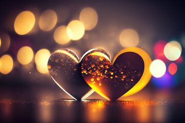 Colorful hearts, bokeh background - copyspace, blank, valentine, valentine's day, gift, couple, love