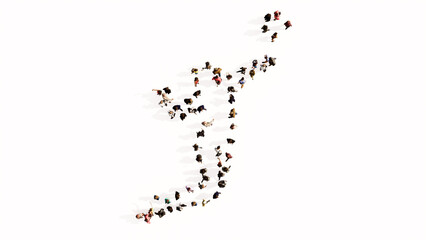 Obraz premium Concept or conceptual large community of people as the image of a volleyball player on white background. A 3d illustration metaphor for sport, competition, training, relaxation, family and fun
