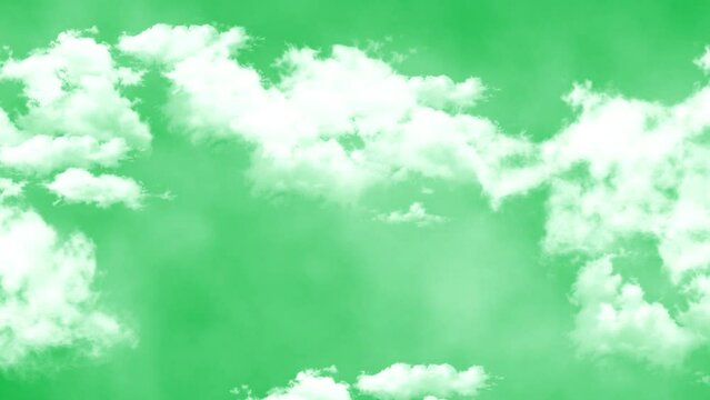 Moving clouds with fog on green screen background motion graphic effect.