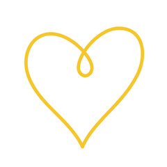 Heart sketch. Pencil drawing yellow romantic illustration. Pen or marker love symbol
