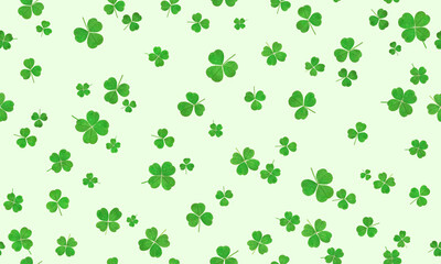 seamless pattern of clover leaves on a light background
