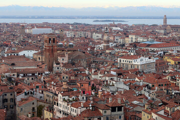Fototapeta na wymiar Architecture of Venice, Italy. City view from above. Romantic holidays destinations concept. 