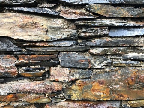 Ballachulish slate stone wall texture