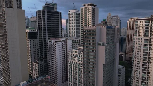 High-Rise Buildings In The Makati Business District In Manila, Philippines Aerial