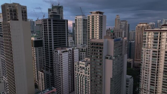 High-Rise Buildings In The Makati Business District In Manila, Philippines Aerial