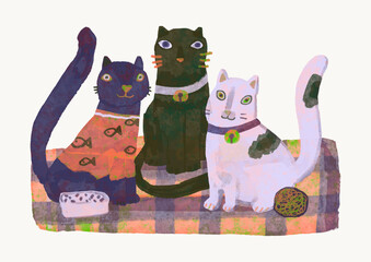 Cats cartoon illustration , watercolor painting vector. cute animal artwork.