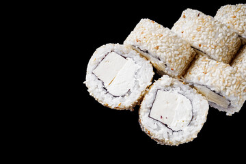 sushi roll with sesame tofu and Philadelphia cheese