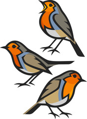 Stylized Birds - European Robin