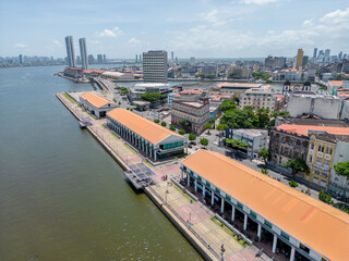 Obraz premium Aerial view of old landmark ground zero in the city of recife, pernambuco, brazil