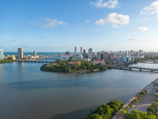 Fototapeta na wymiar Aerial view of old buildings and palaces in the city of recife, pernambuco, brazil