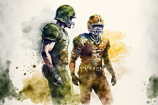 Collision Of Champions, American Football Players Hitting Into Each Other During Super Bowl Game. Generative Ai Illustration. 