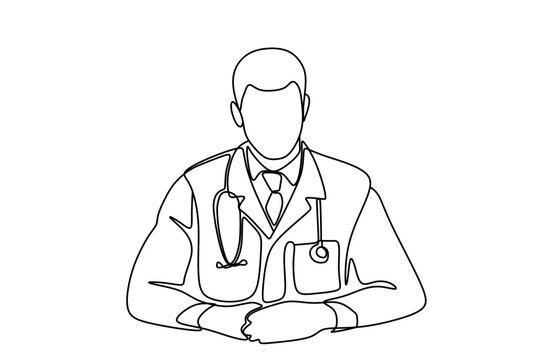 Doctor continuous one line drawing single hand drawn minimalist design