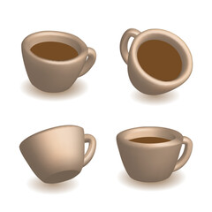 Set of coffee cups. Isolated vector 3D objects on white background