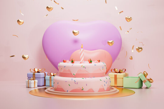 3d rendering birthday cake picture