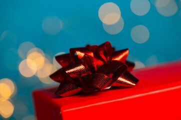 red gift box with ribbon