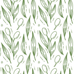 seamless pattern with green olives, vector illustration