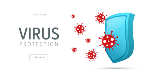 Virus protection concept. Security shield for virus protection. Vector shield on white background.