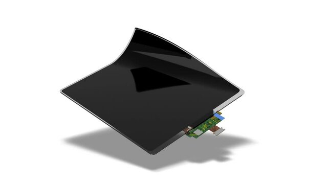 Black flexible square display mockup animation, looped switch, 4k video