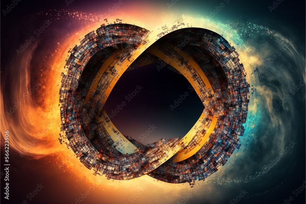 Poster infinite loop on abstract devops concept with technology, generative ai