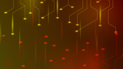 Golden red glittering background with lines connectivity.